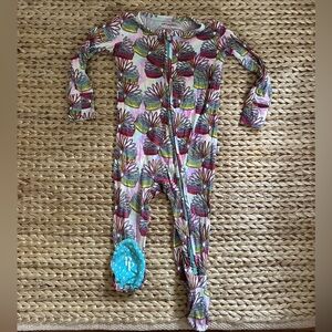 posh peanut rainbow tie dye slinky printed footie pjs
